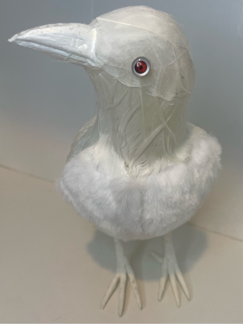 Halloween Decor - White Raven, White Crow Decorative Bird Accent